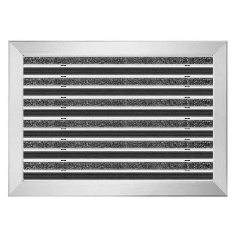 Aluminium-Fußmatte mit Auflaufprofil - Clean Ryps - Rubber 80 x 100 cm
