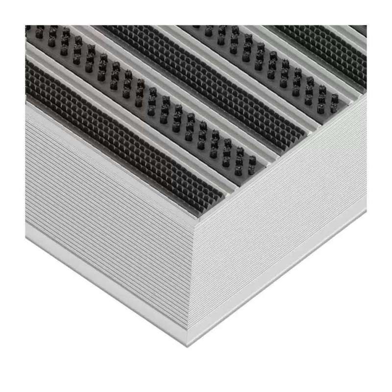 Aluminium-Fußmatte mit Gummi-Bürsteneinlage - Clean Rubber - Scrub 80 x 100 cm